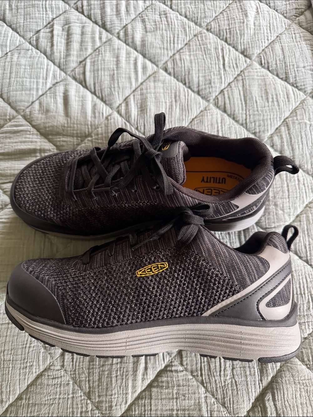 Keen Men's Charcoal and Yellow Athletic  Utility Sneakers with composite toe